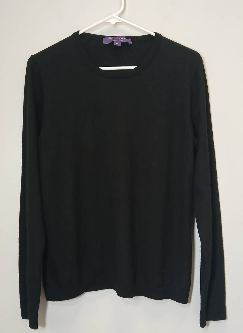 Ralph lauren purple label 100% cashmere sweater womens large black lightweight